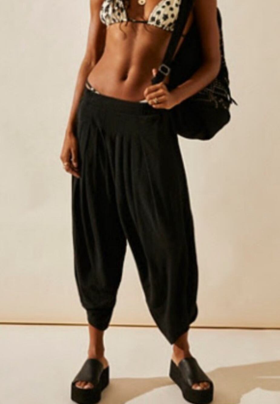 Free People Beach - Black Knit Wide Leg Balloon Pants - NWOT